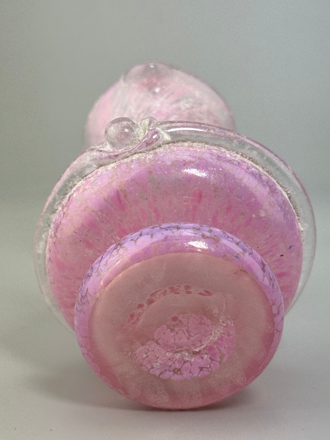 Vasetto in vetro di Murano rosa con manico vintage