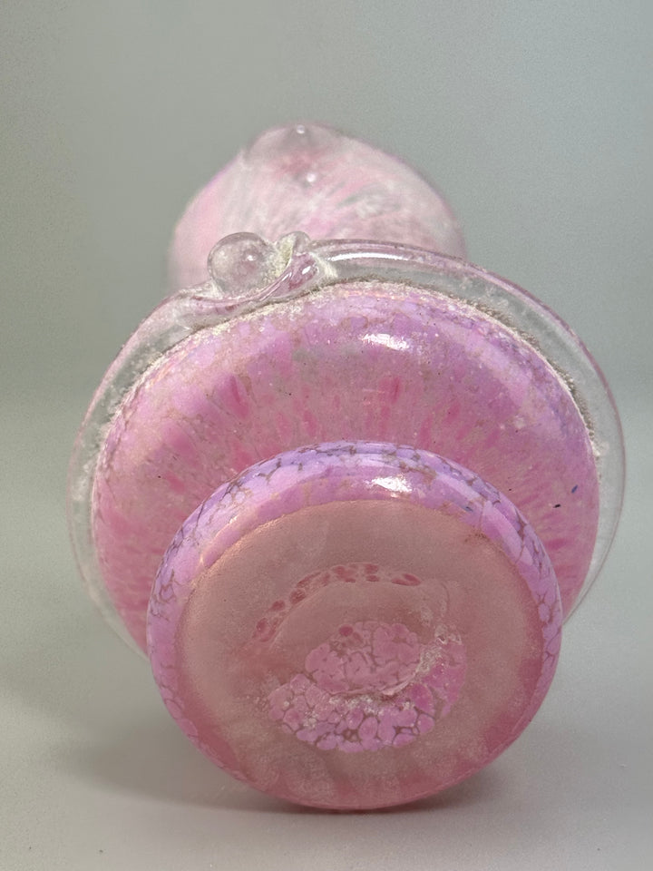 Vasetto in vetro di Murano rosa con manico vintage