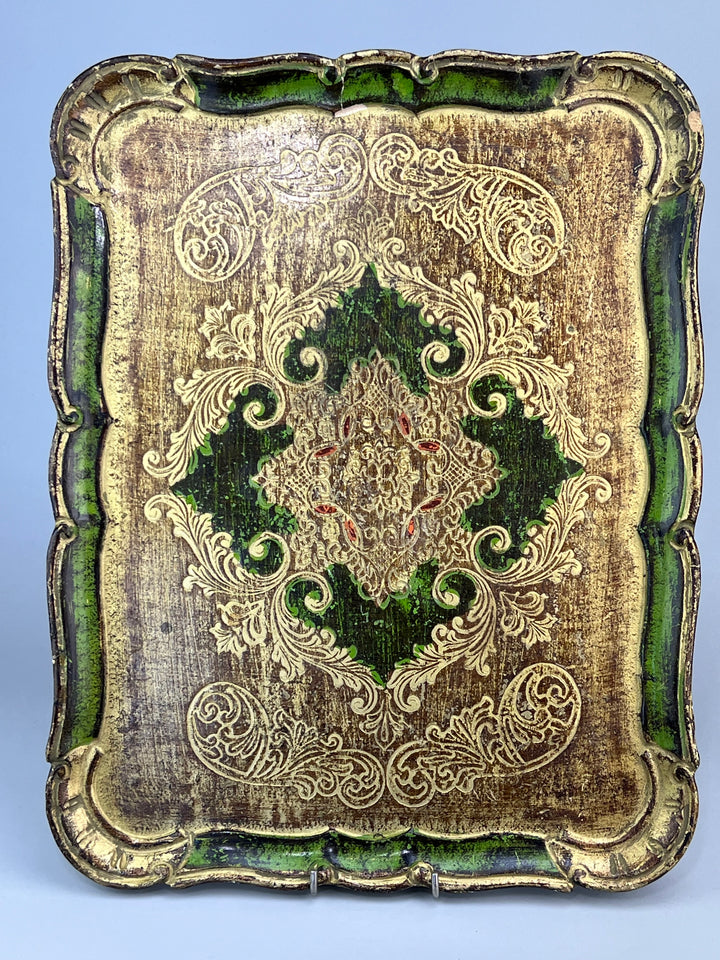 Vassoio fiorentino in legno decorato