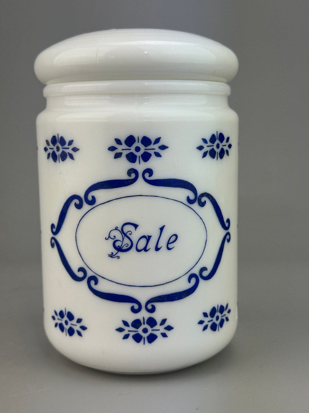 Coppia barattolo vintage da cucina “Caffè” e "Sale" in vetro opalino