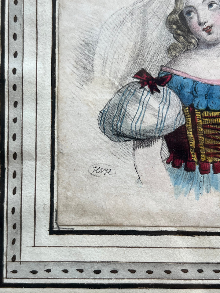 Disegno Figura bimba acquarello '800