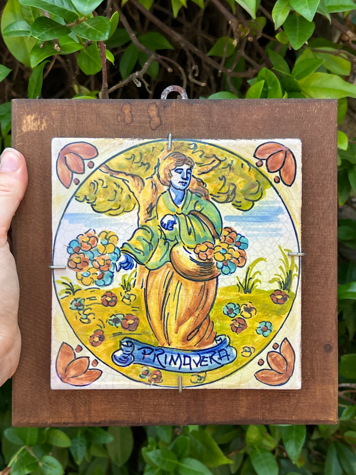 Set di 4 mattonelle in ceramica con le quattro stagioni