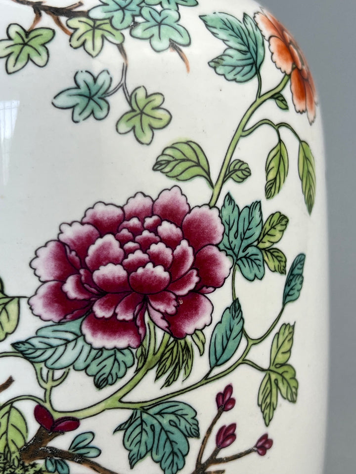 Vaso Cinese in Porcellana Smaltata – Decoro Pavoni e Fiori