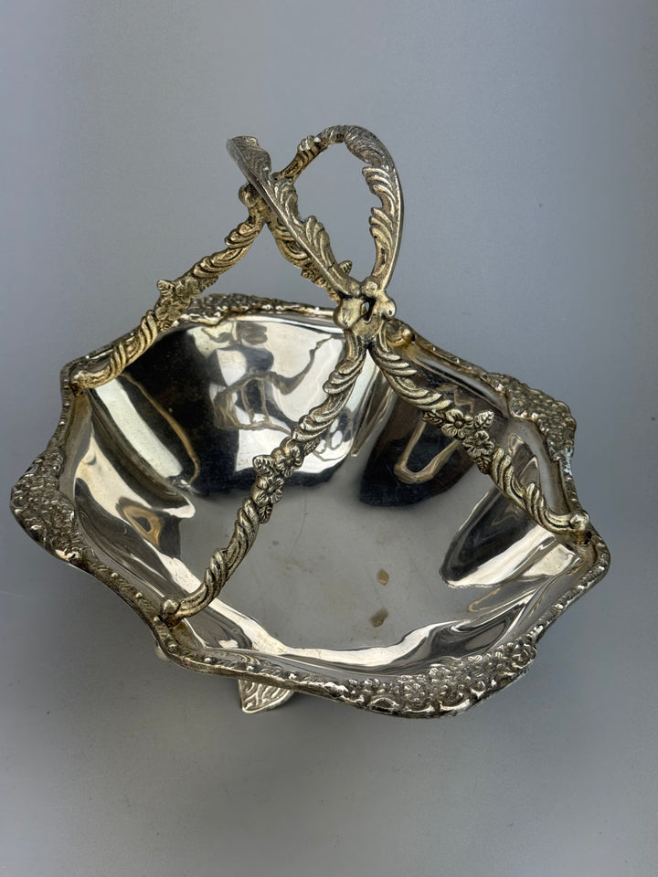 Centrotavola Cestino vintage in silverplate King's House Sheffield Collection