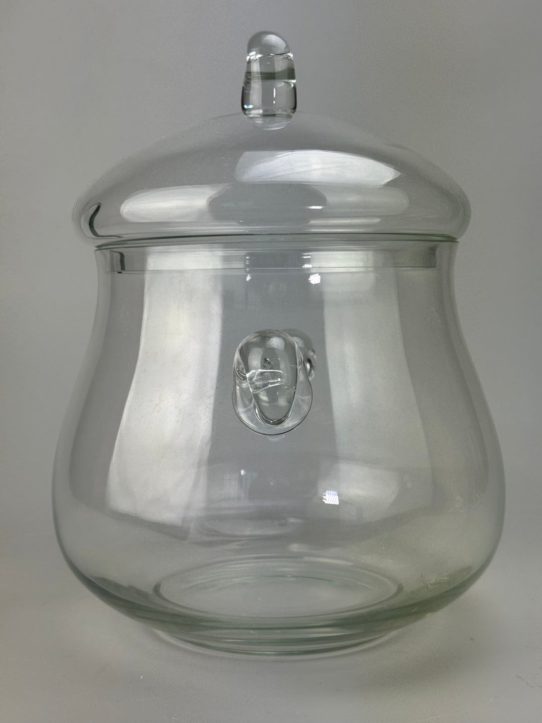 Ciotola vintage da punch in vetro con coperchio e mestolo