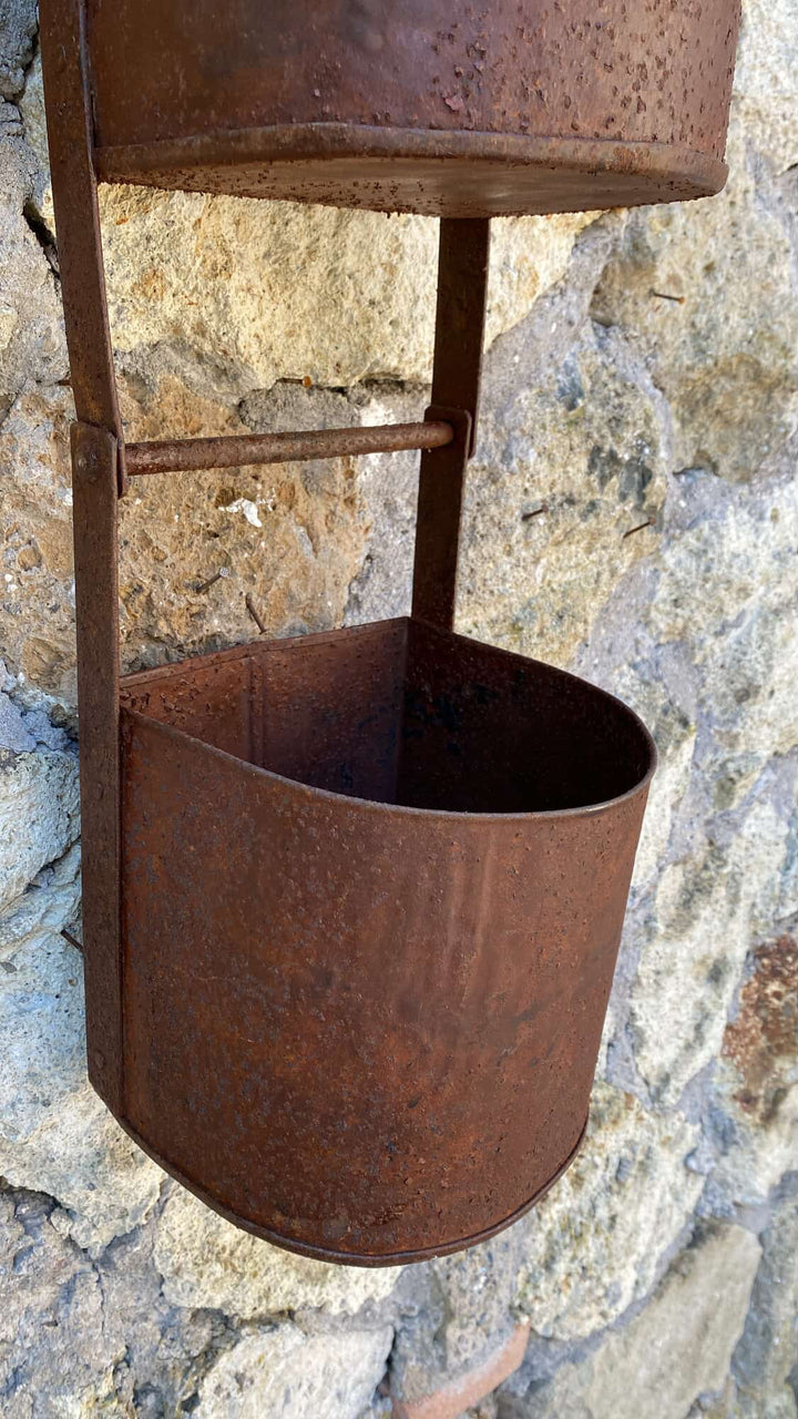 Portavasi da parete in ferro con 3 Contenitori in stile rustico