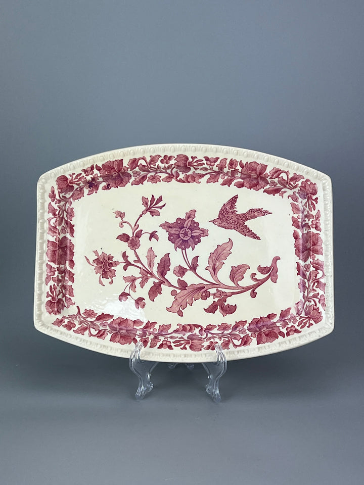Vassoio ceramica copeland decoro rosa