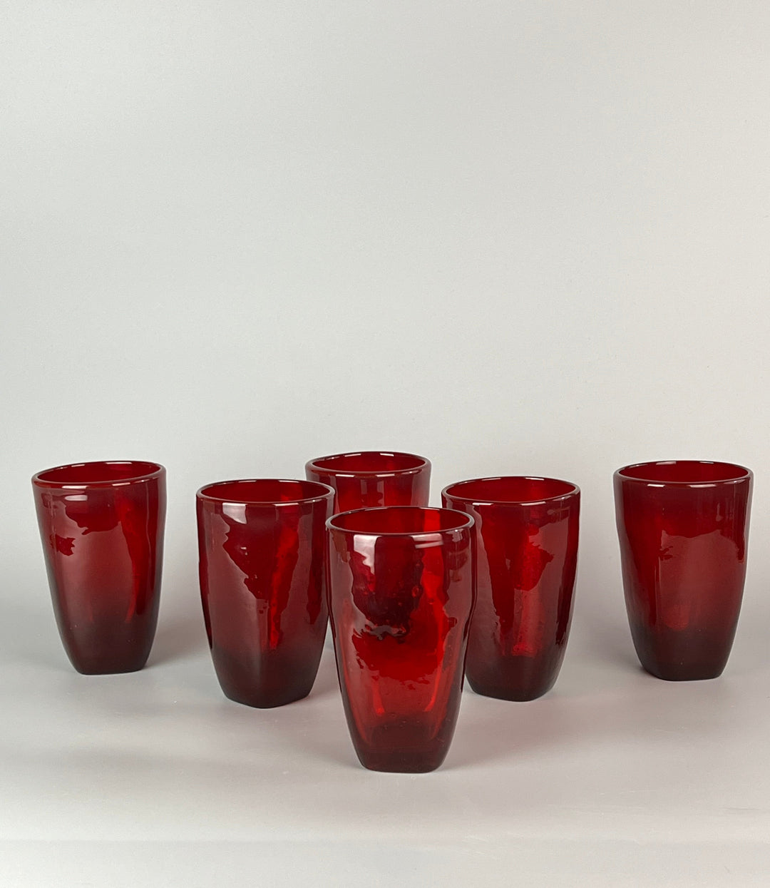 Set di 6 Bicchieri in Vetro Rosso Soffiato – Villa d’Este