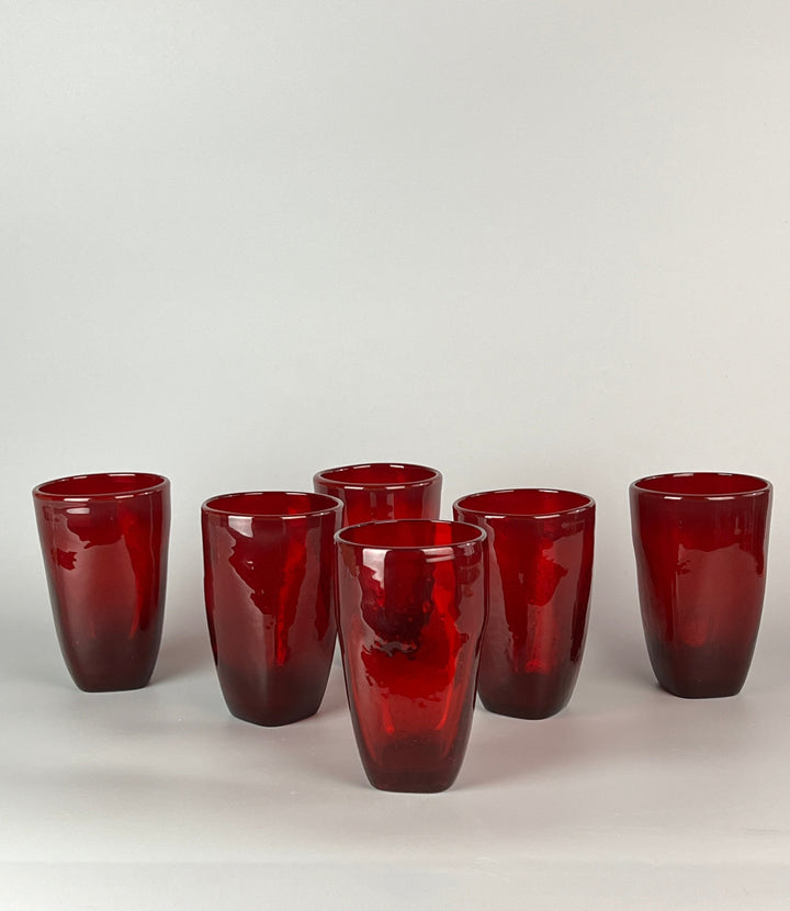 Set di 6 Bicchieri in Vetro Rosso Soffiato – Villa d’Este