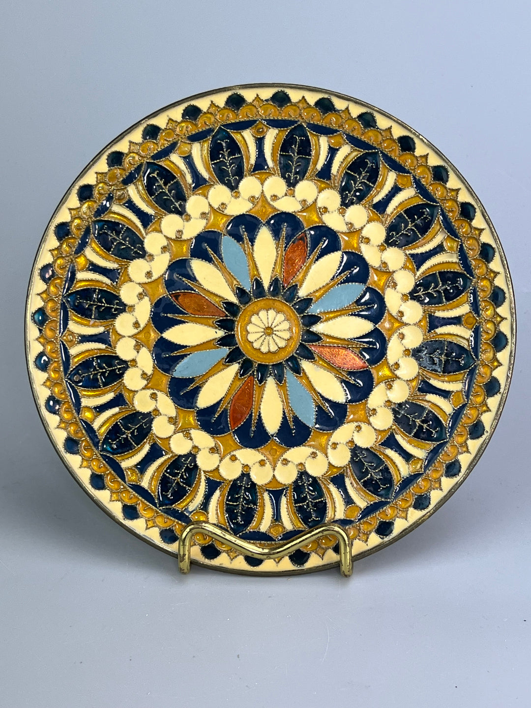 Piatto da parete marocchino in ottone smaltato