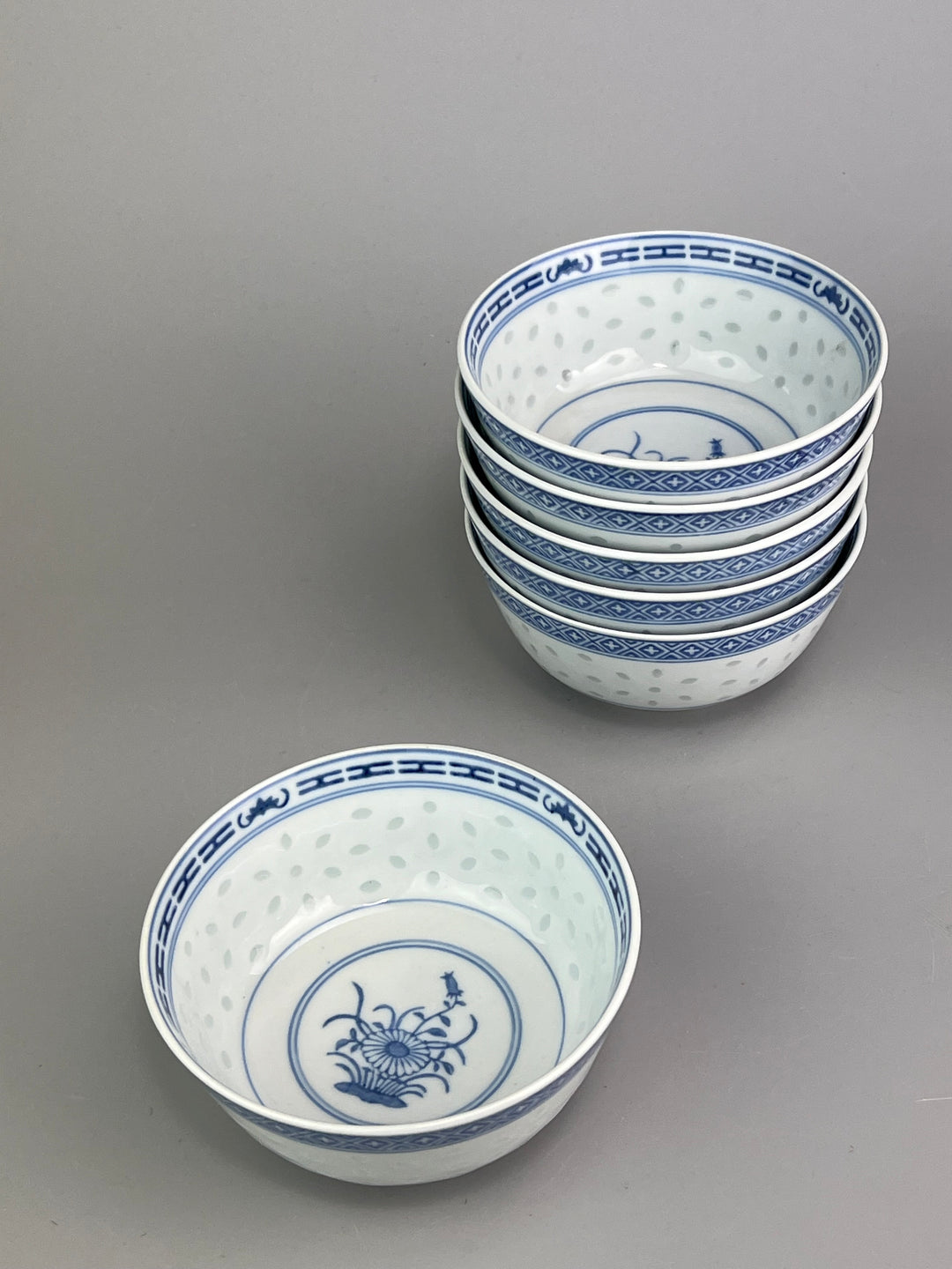 Set di 10 ciotoline cinesi chicco di riso in porcellana vintage