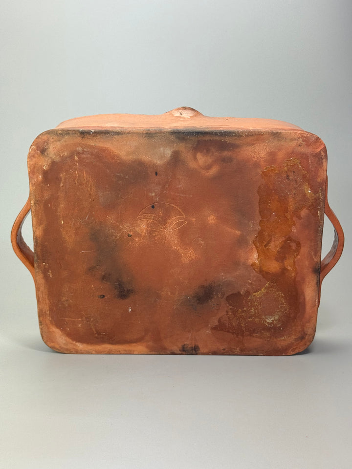 Pirofila in terracotta con manici vintage produzione artigianale