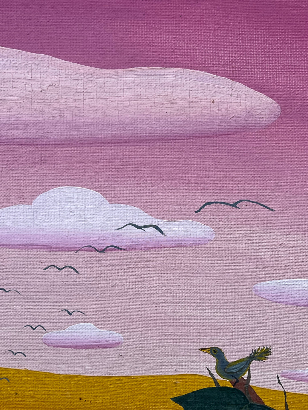 Quadro a Olio su Tela – Scena Surreale con Vigneto e Figura