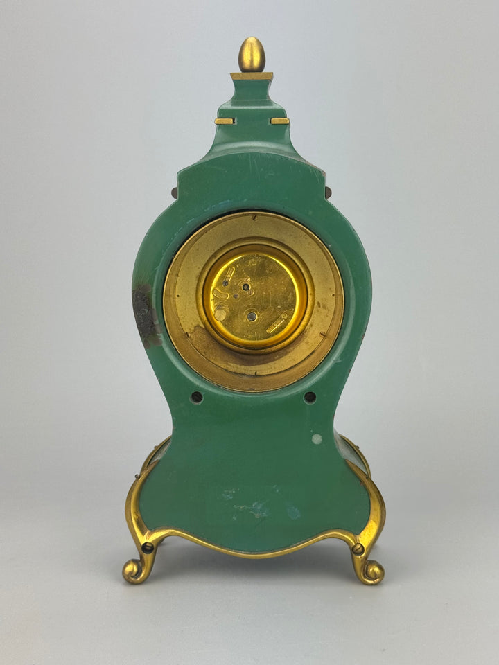 Orologio da Tavolo Luxor Swiss Made Verde e Oro Stile Rococò Vintage
