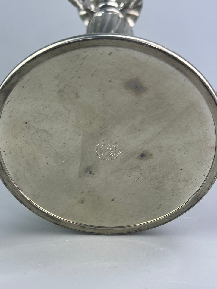 Coppia di candelabri in peltro a 5 bracci stile classico