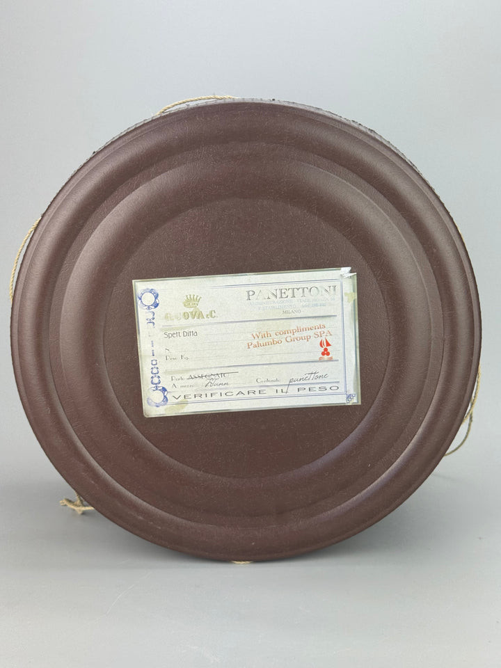 Scatola per Panettone in cartone marrone con etichetta originale vintage
