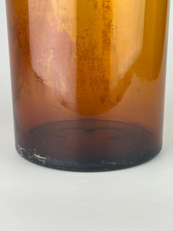 Bottiglia da farmacia vintage in vetro ambrato con tappo – 27 cm