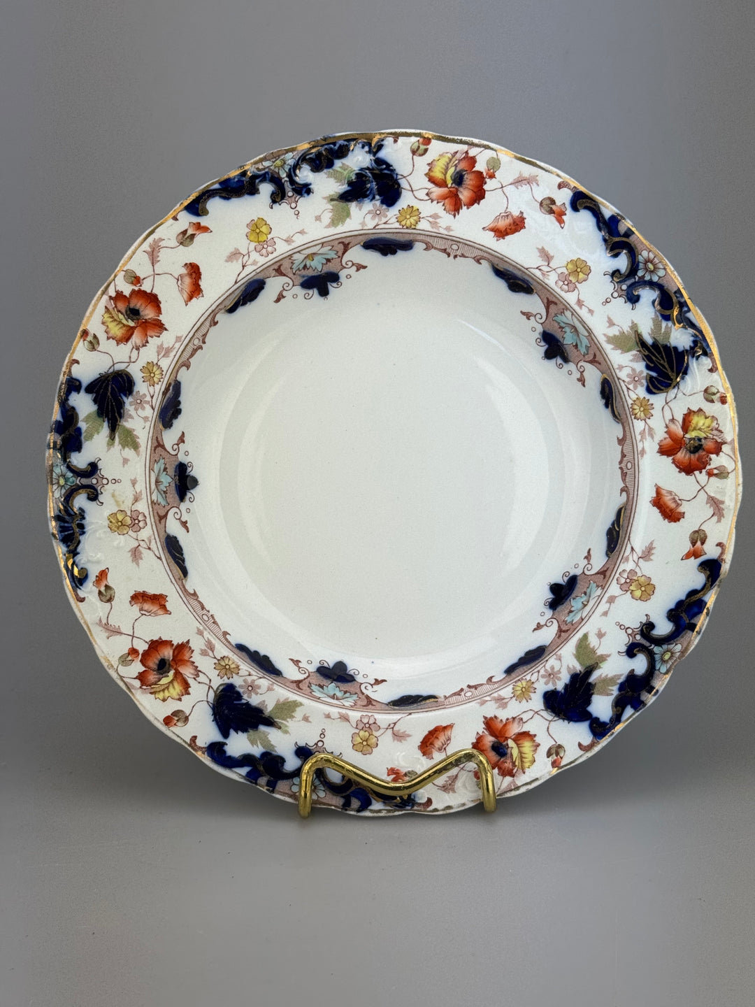 Piatto inglese vintage firmato Leighton stile Imari decoro floreale