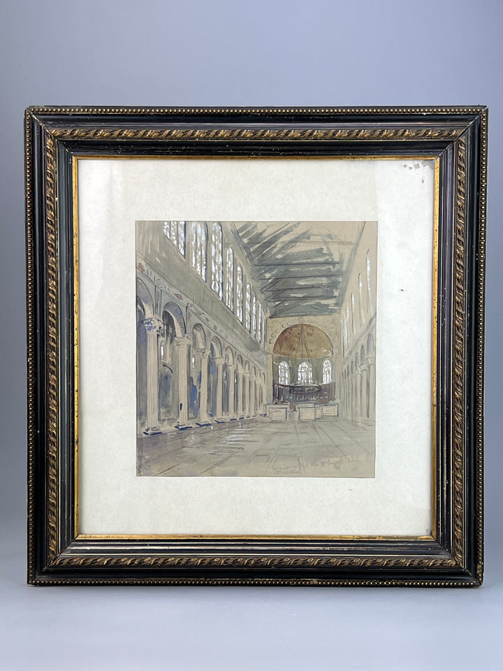 Acquarello Interno della Basilica di Santa Sabina all’Aventino Roma