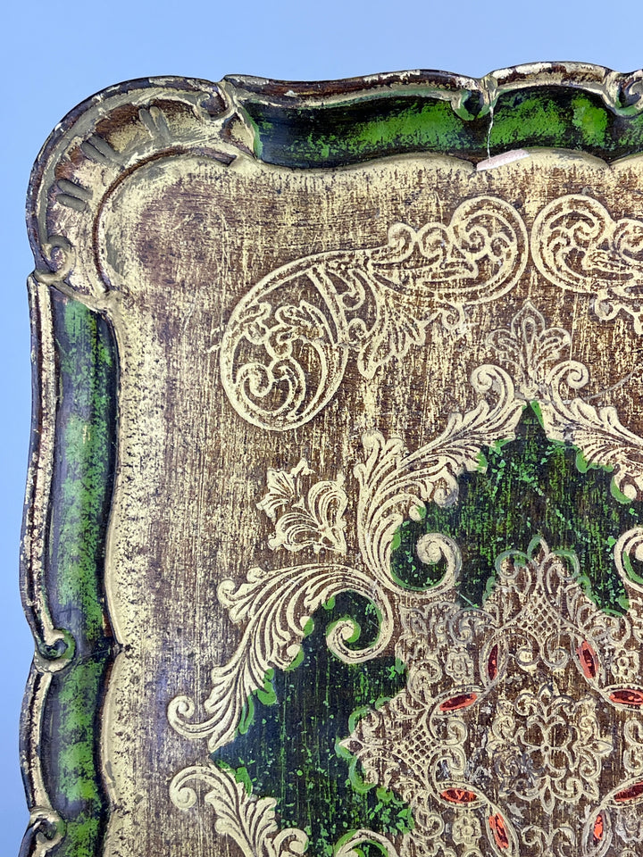 Vassoio fiorentino in legno decorato