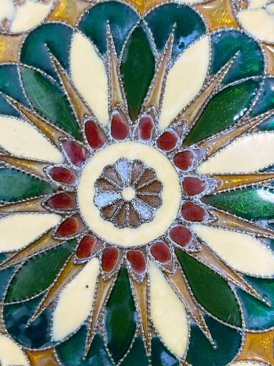 Piatto da parete marocchino in ottone smaltato