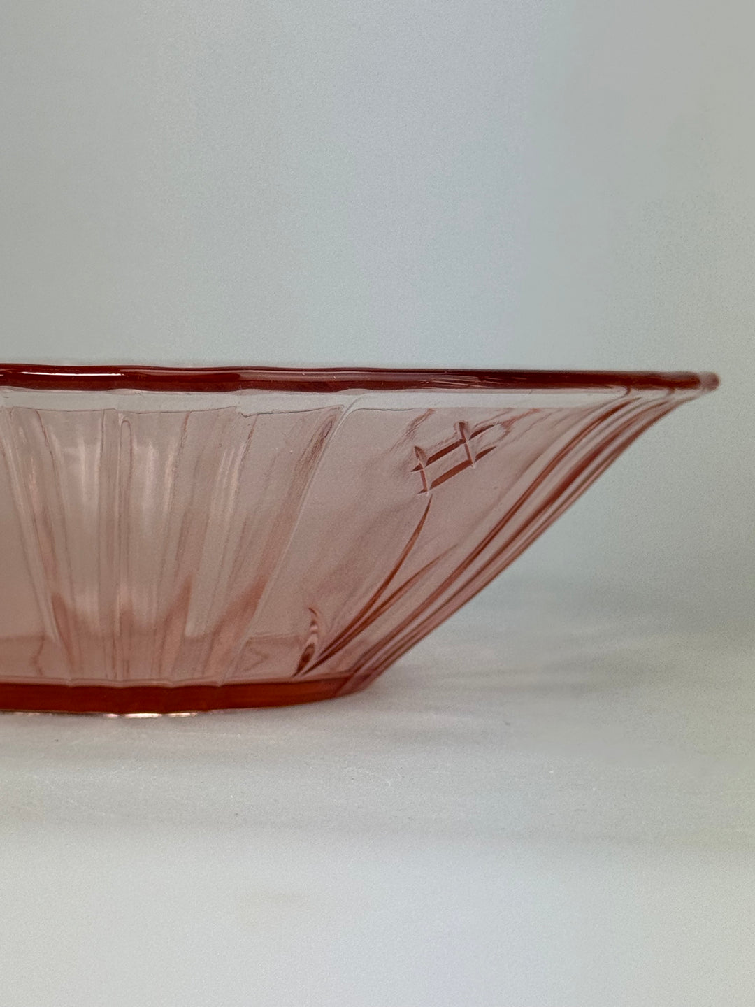 Servizio da macedonia vintage 6 persone in vetro rosa decoro floreale