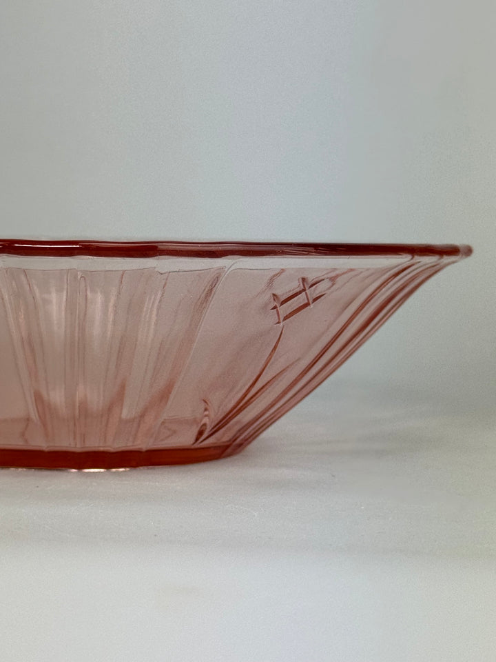 Servizio da macedonia vintage 6 persone in vetro rosa decoro floreale