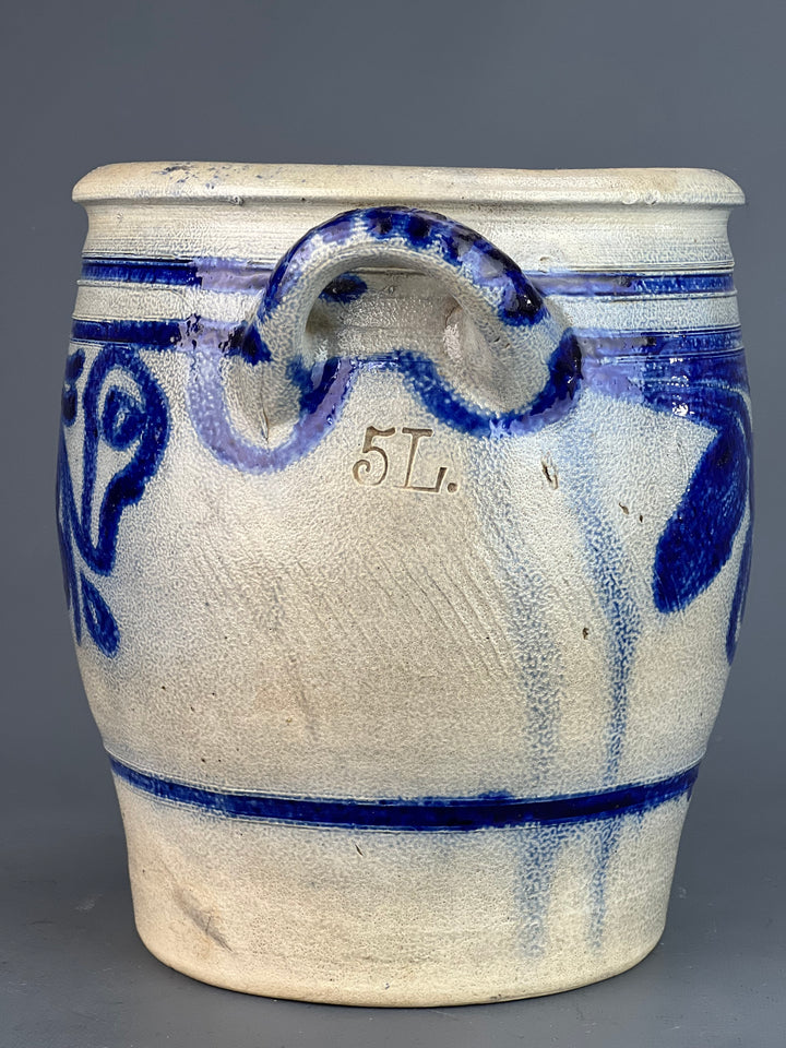 Vaso grès salato smaltato dipinto vintage