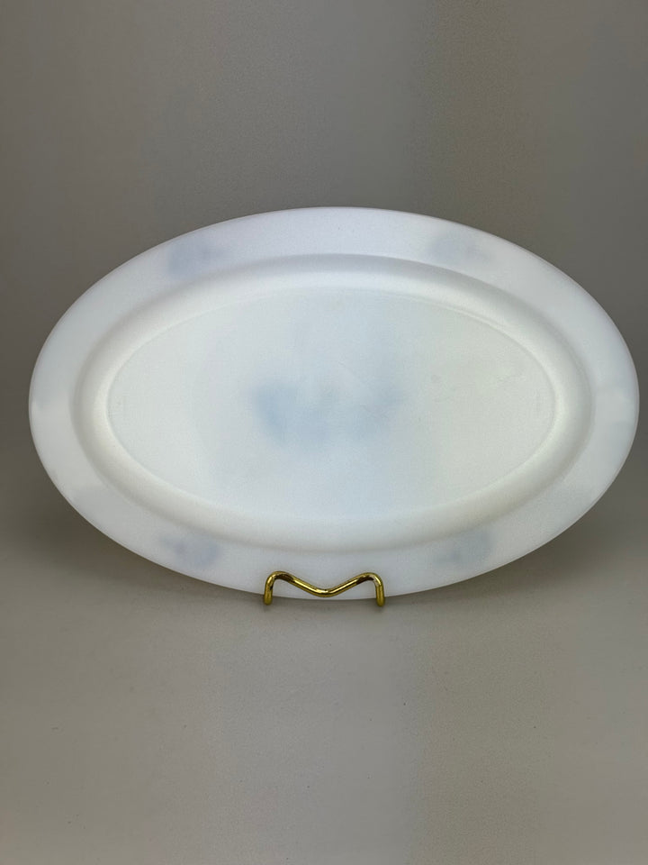 Vassoio Vintage Arcopal France in vetro opalino con decoro margherite