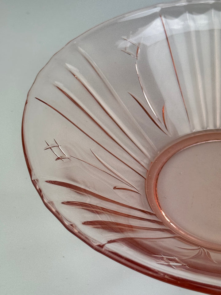 Servizio da macedonia vintage 6 persone in vetro rosa decoro floreale