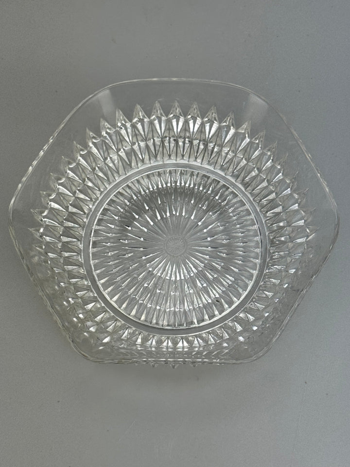 Burriera inglese vintage in vetro e silverplate con coltello