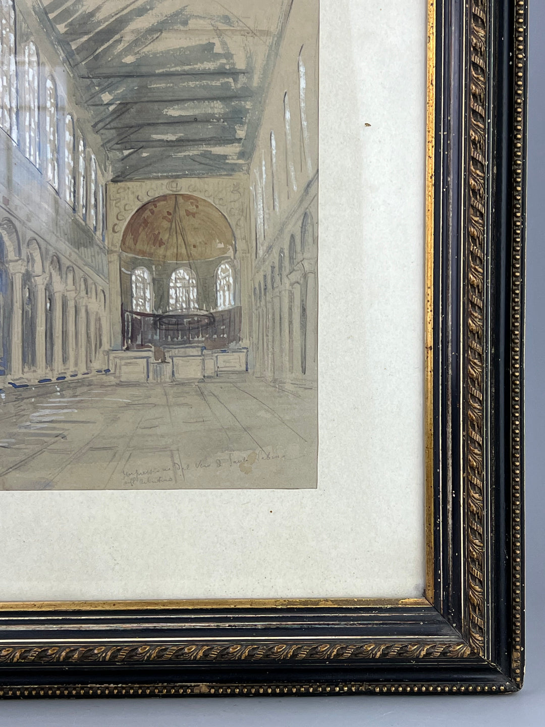Acquarello Interno della Basilica di Santa Sabina all’Aventino Roma
