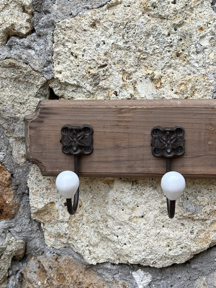 Appendiabiti da muro legno pomelli porcellana