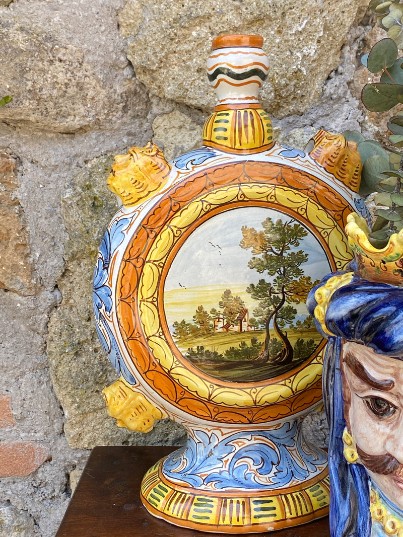 Fiasca del pellegrino ceramica Castelli