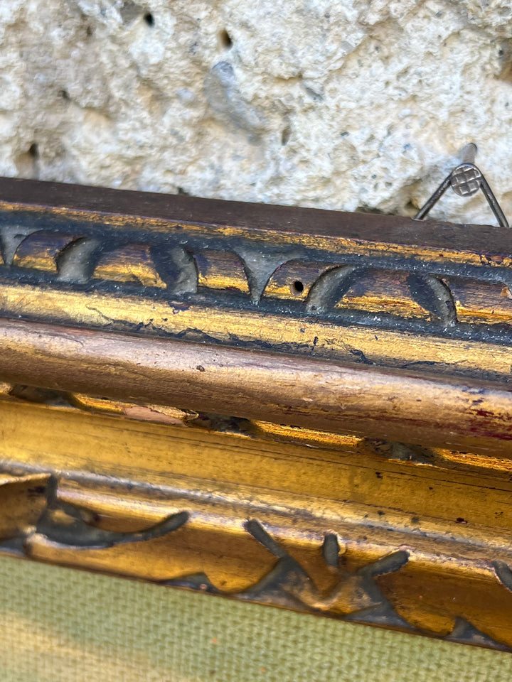 Quadro olio su tela con cornice dorata intagliata