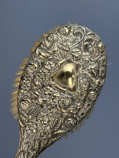 Spazzola silverplate decoro floreale vintage
