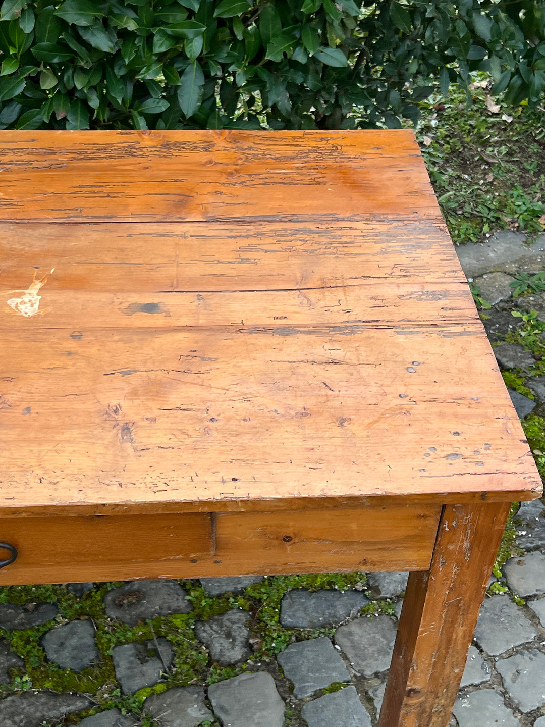 Tavolo vintage in legno massello con cassetto – Artigianato rustico italiano