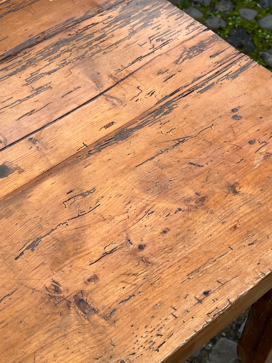 Tavolo vintage in legno massello con cassetto – Artigianato rustico italiano