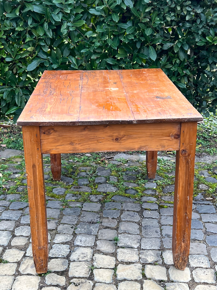 Tavolo vintage in legno massello con cassetto – Artigianato rustico italiano