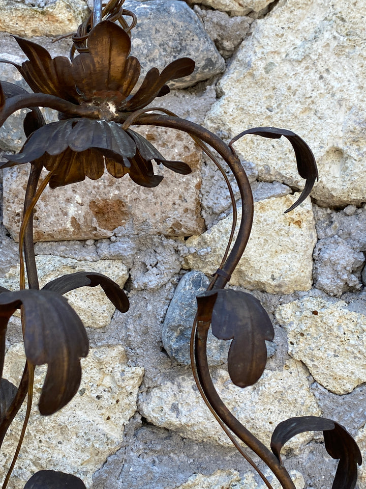 Lampadario ferro battuto foglie