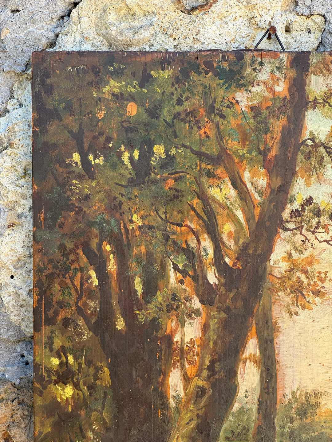 Quadro Antico Olio su Tavola Firmato Brancaccio 1887