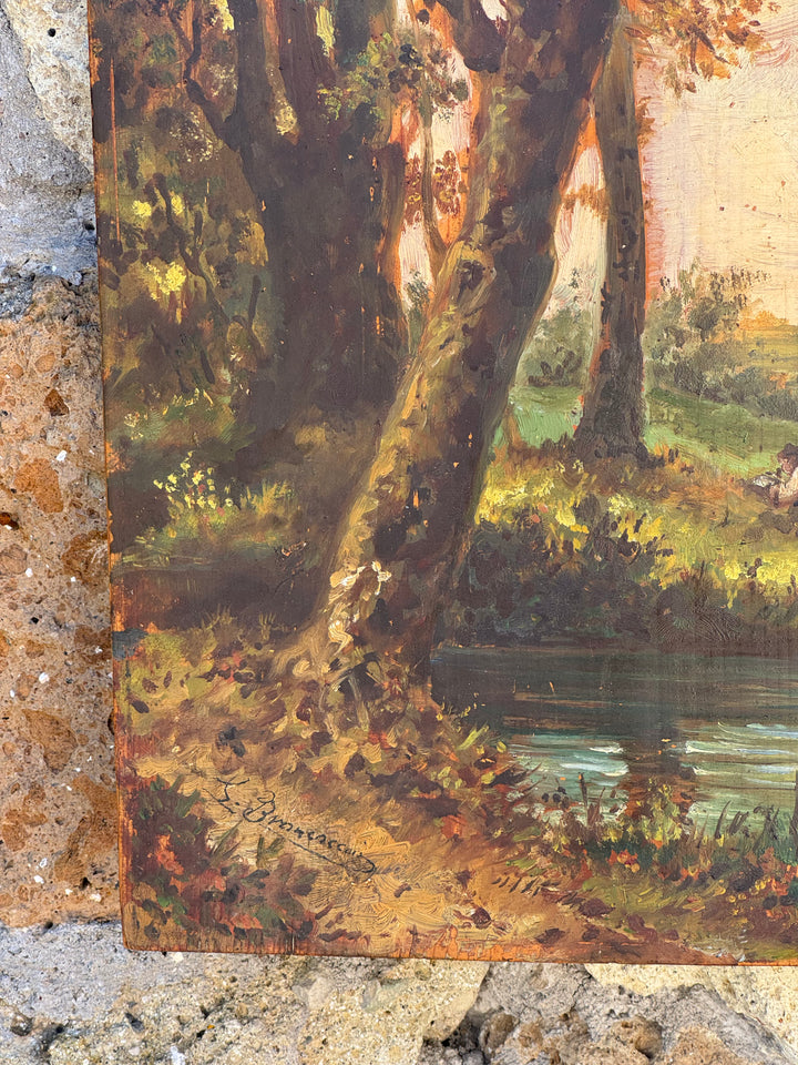 Quadro Antico Olio su Tavola Firmato Brancaccio 1887