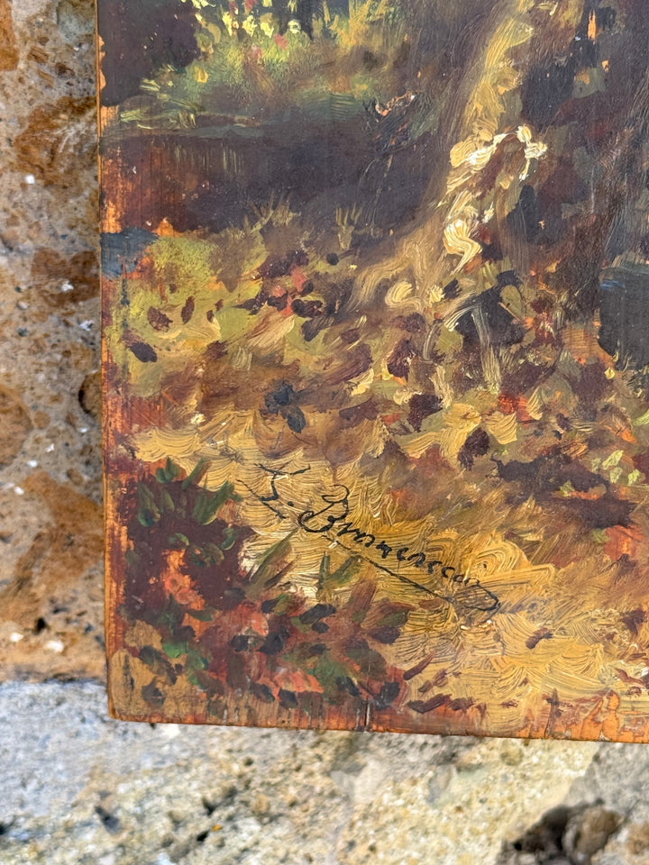 Quadro Antico Olio su Tavola Firmato Brancaccio 1887