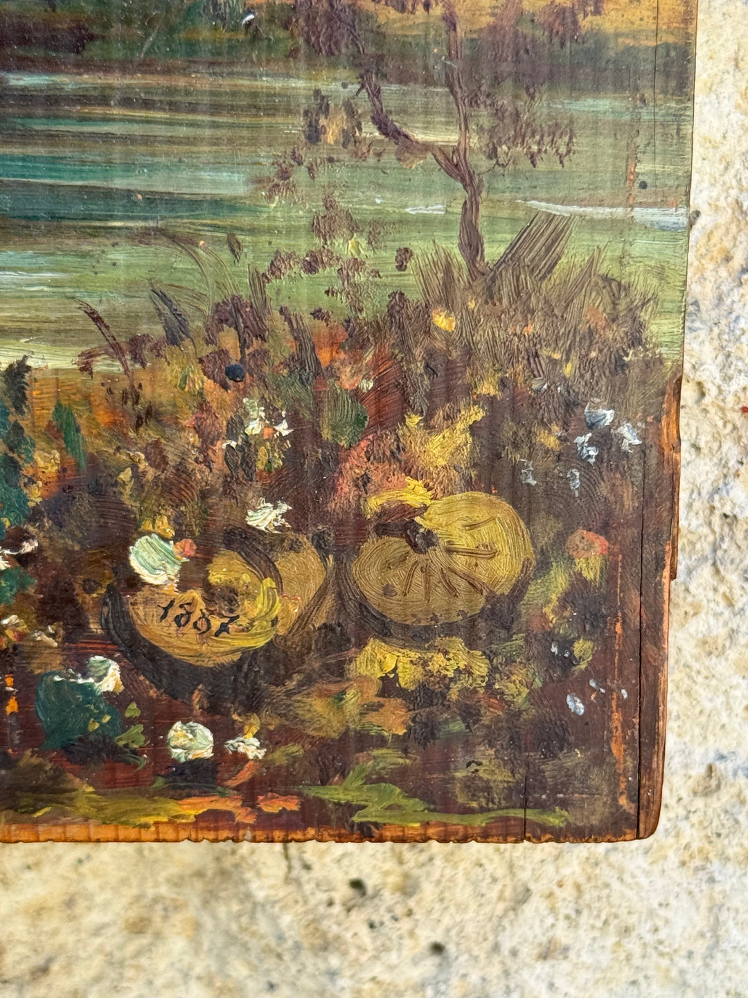 Quadro Antico Olio su Tavola Firmato Brancaccio 1887