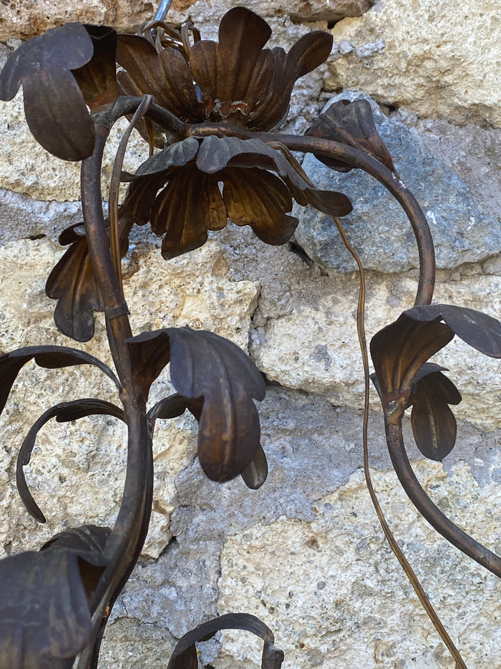 Lampadario ferro battuto foglie