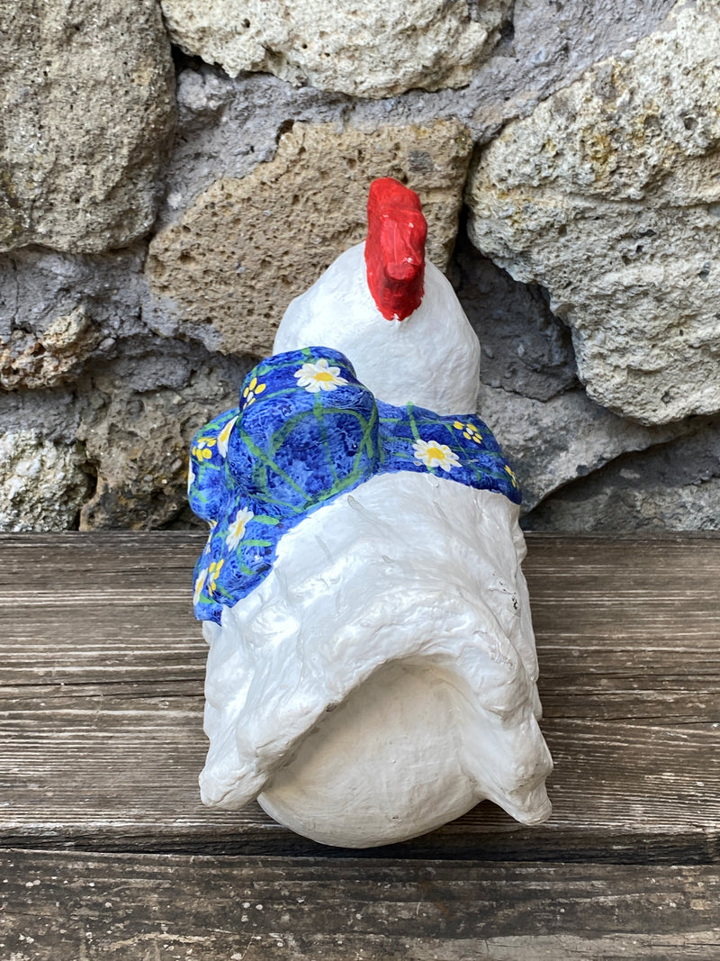 Statuetta Gallina cartapesta dipinta vintage