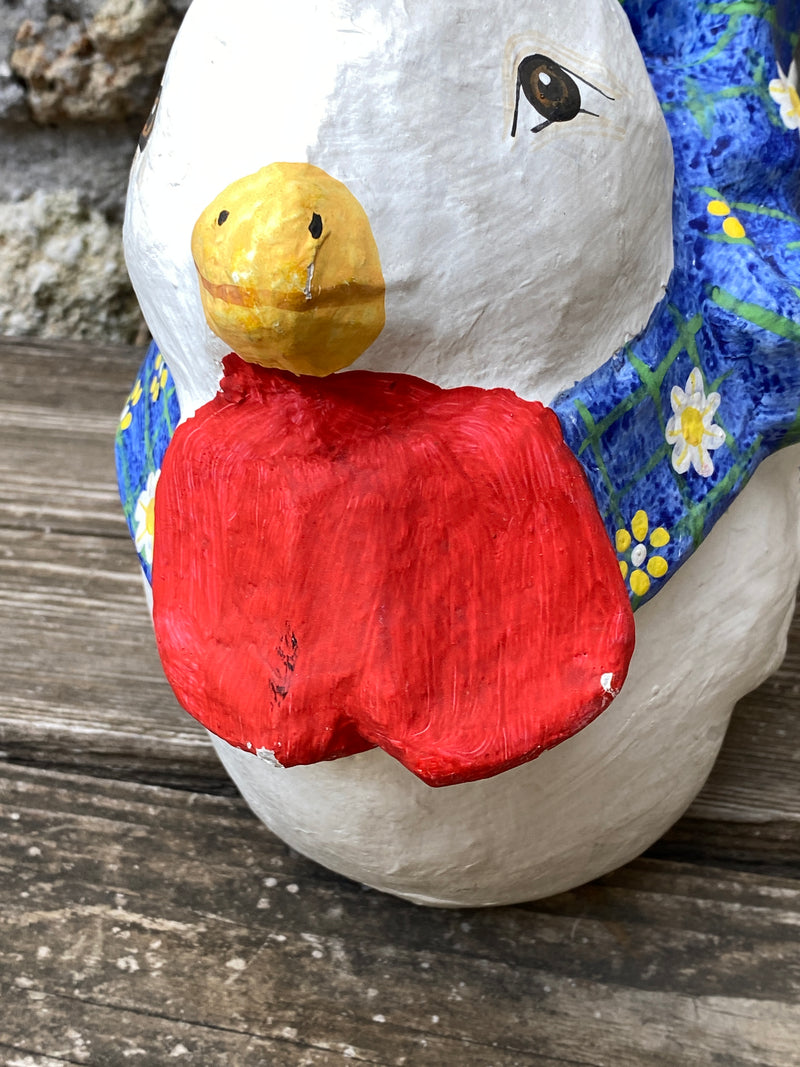 Statuetta Gallina cartapesta dipinta vintage