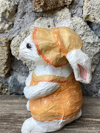 Statuetta Coniglio cartapesta dipinta vintage