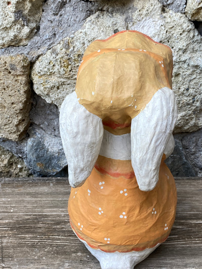 Statuetta Coniglio cartapesta dipinta vintage
