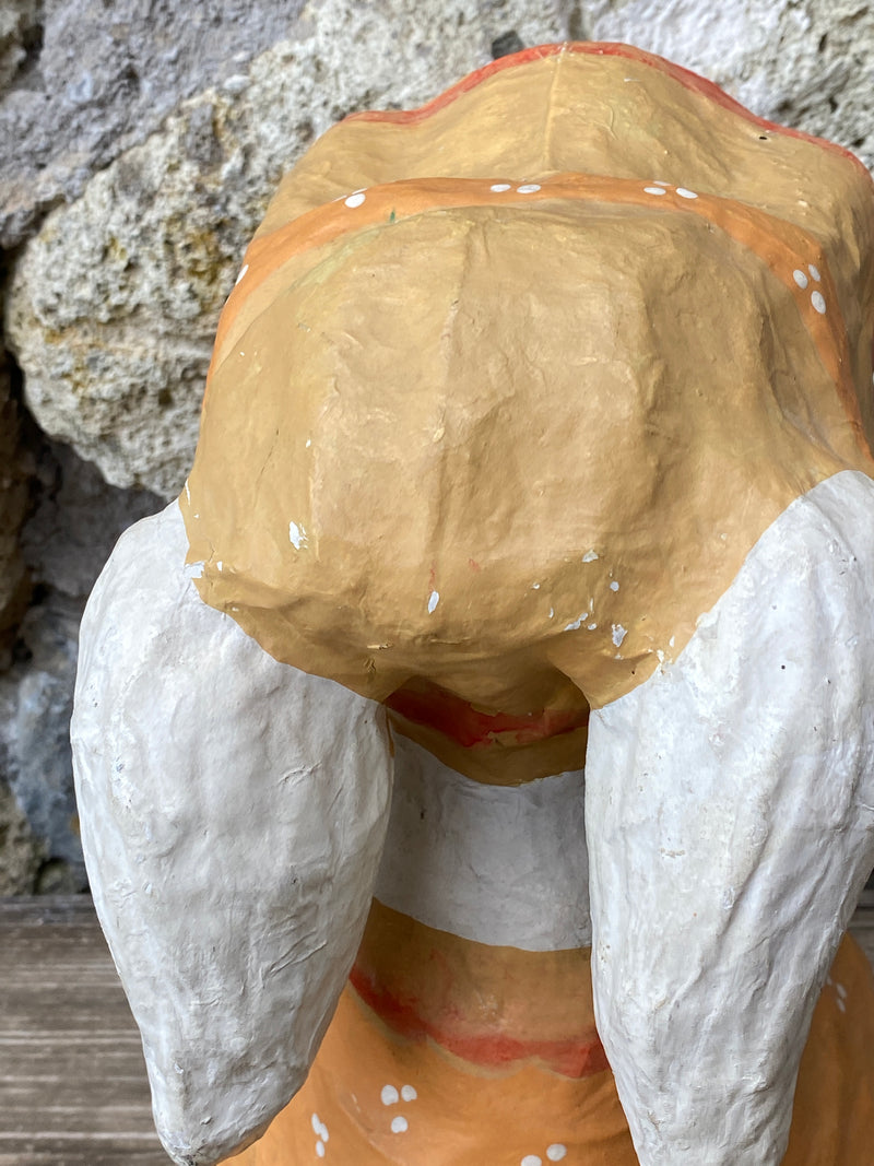 Statuetta Coniglio cartapesta dipinta vintage